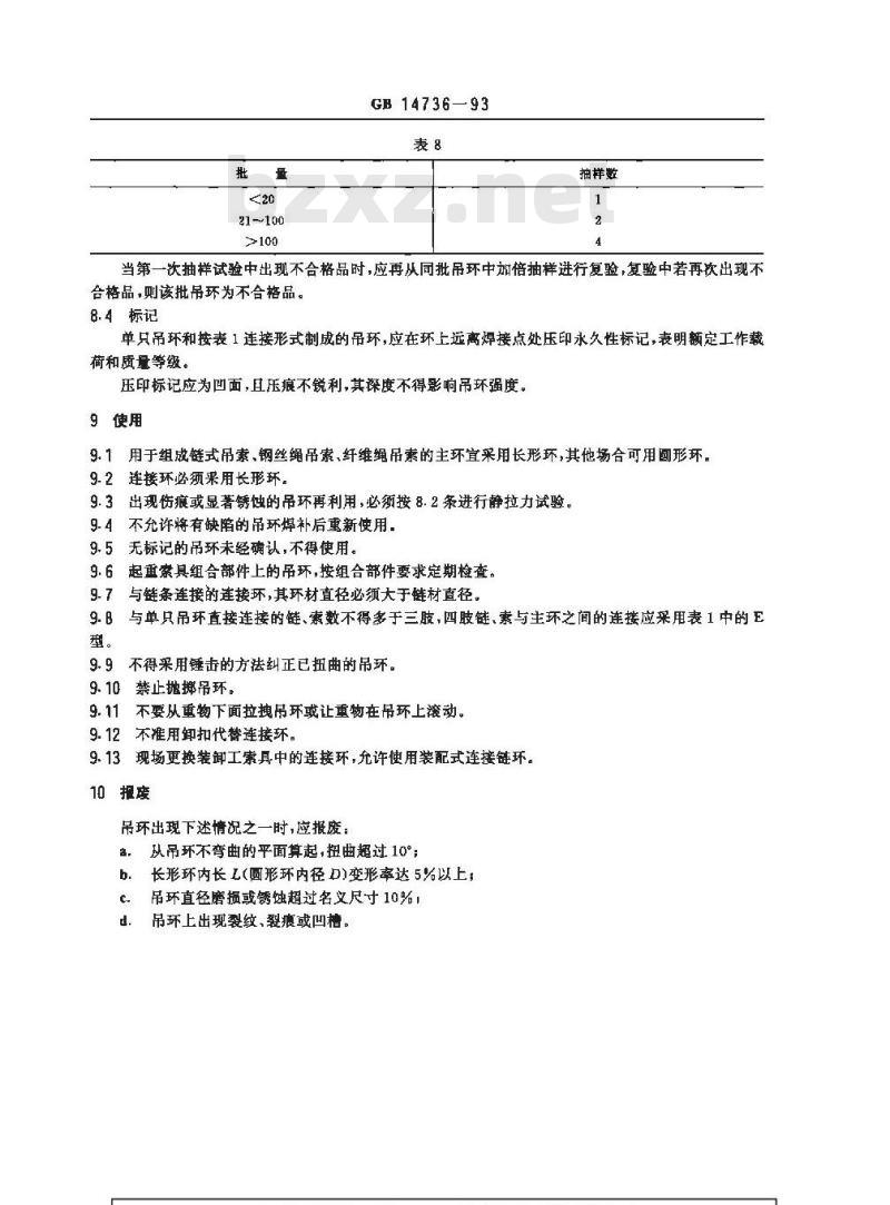 GB 14736-1993 港口装卸用吊环使用技术条件