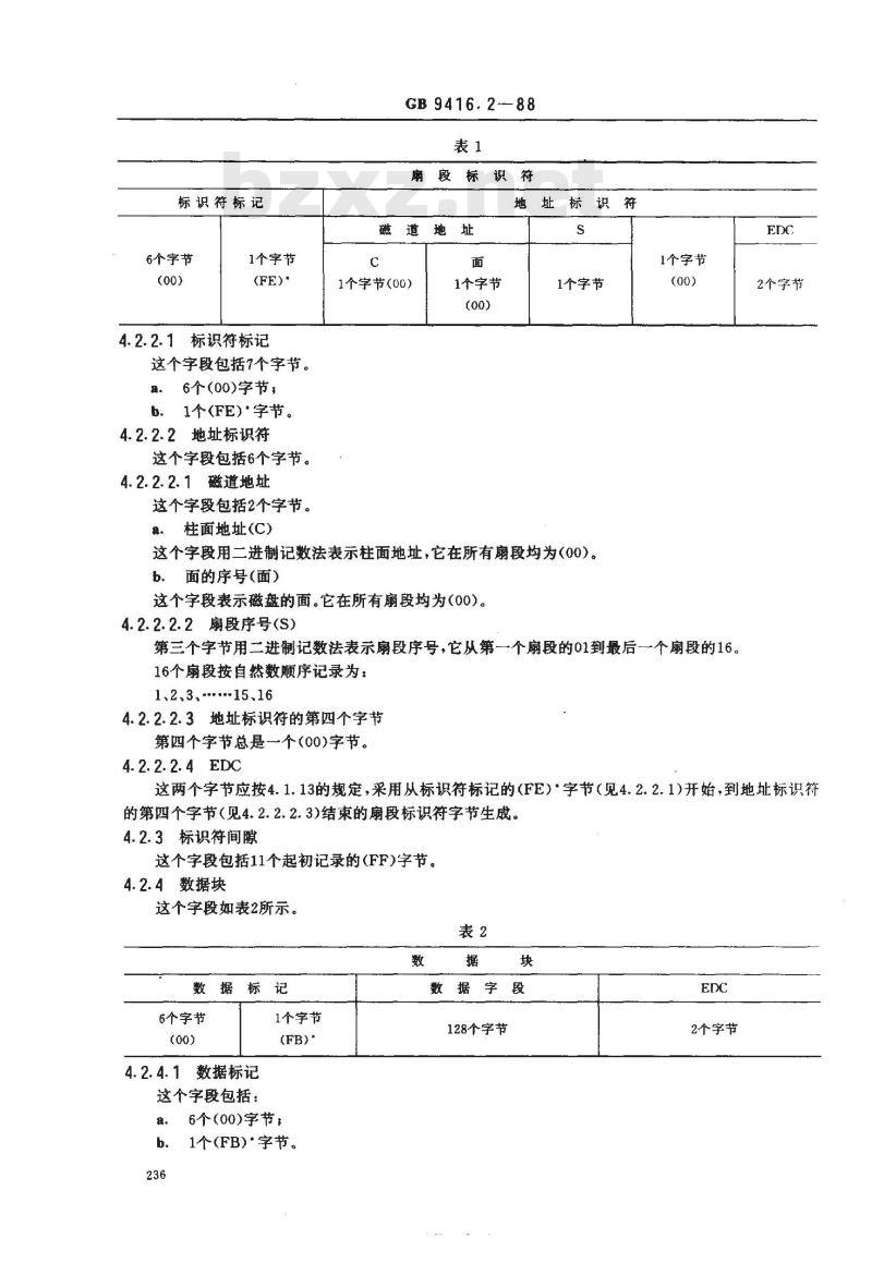 GB/T 9416.2-1988 信息处理 数据交换用130mm改进调频制记录的位密度为7958磁通翻转/弧度, 道密度为1.9道/毫米的双面软磁盘 第2部分:磁道格式A