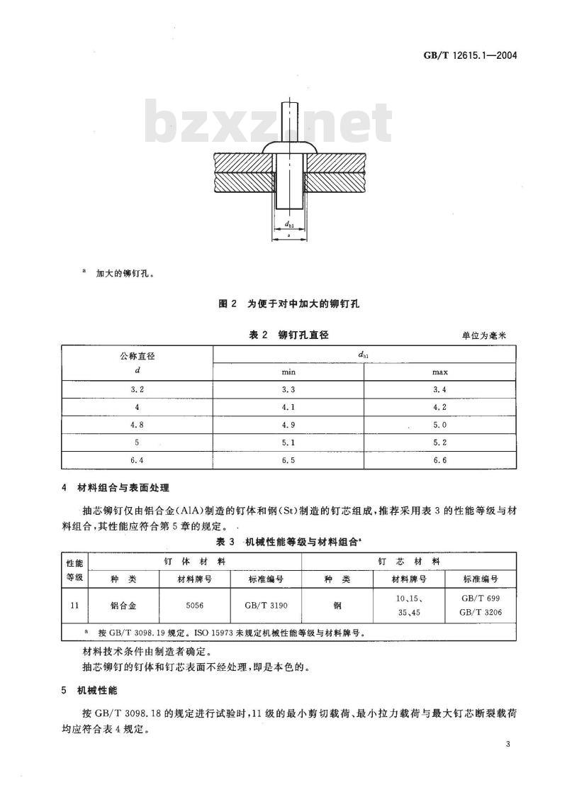 GB/T 12615.1-2004 封闭型平圆头抽芯铆钉 11级