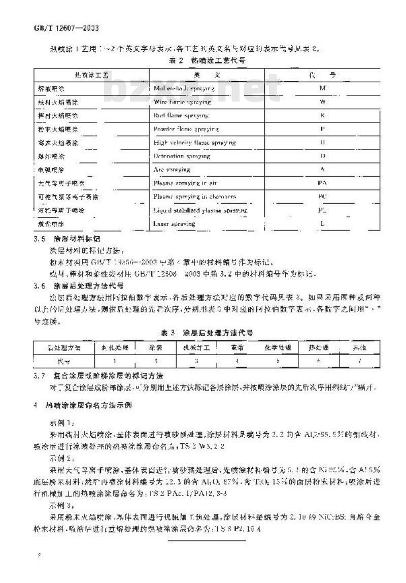 GB/T 12607-2003 热喷涂涂层命名方法