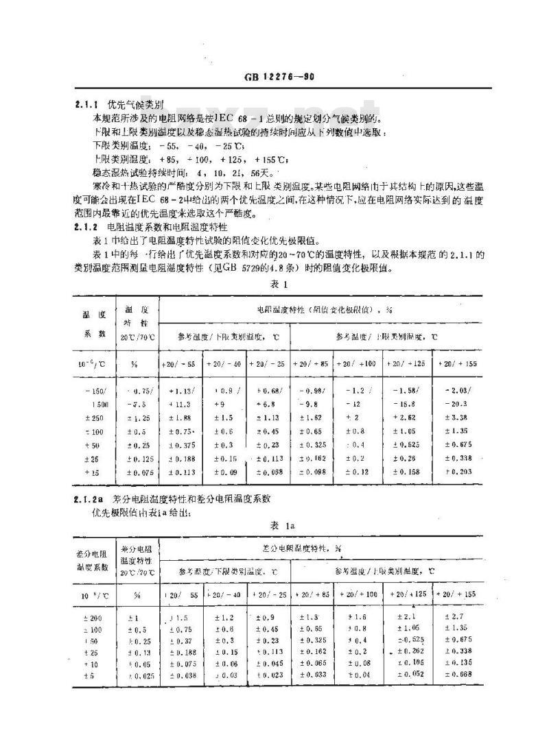 GB/T 12276-1990 电子设备用固定电阻器 第七部分:分规范 各电阻器不可单独测量的固定电阻网络(可供认证用)