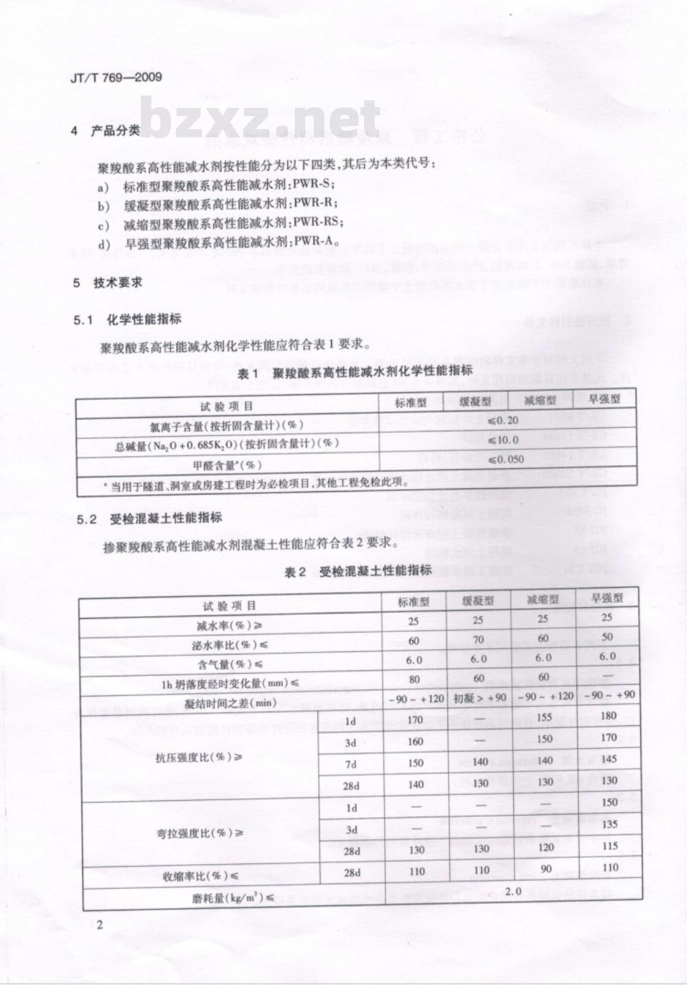 JT/T 769-2009 公路工程  聚羧酸系高性能减水剂