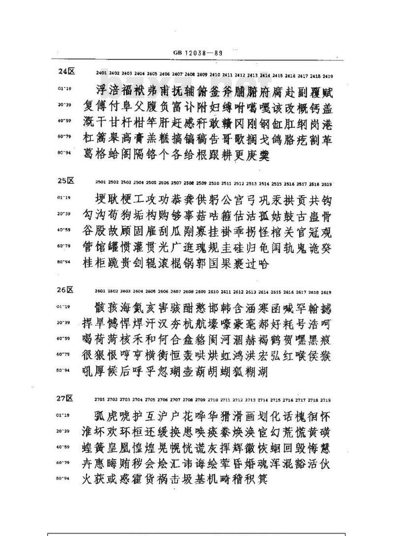 GB/T 12038-1989 信息交换用汉字36×36点阵仿宋体字模集及数据集