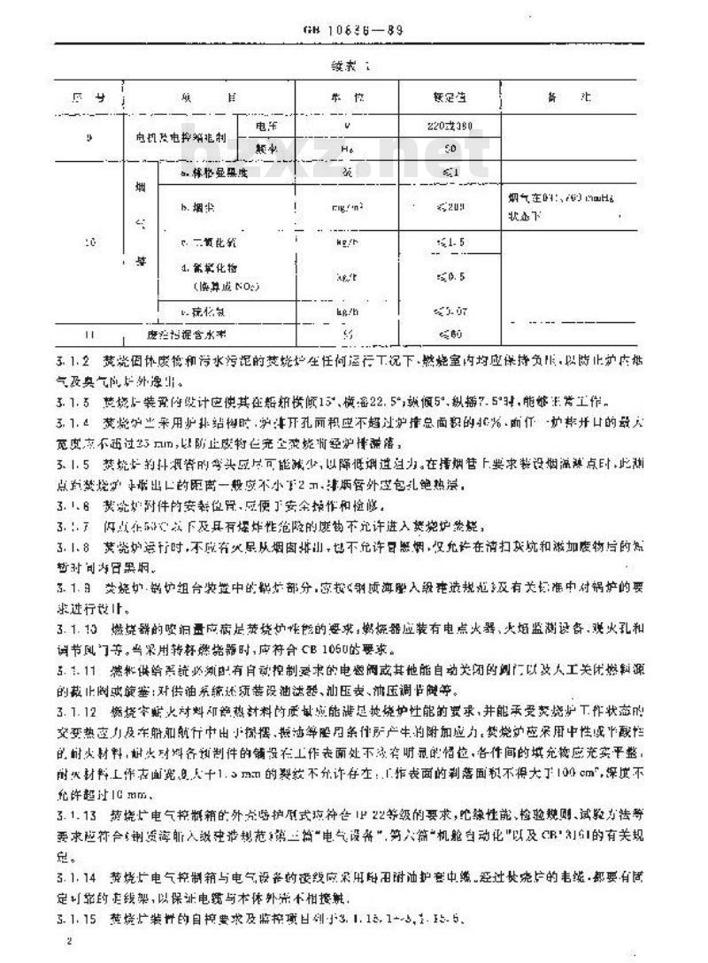GB 10836-1989 船用焚烧炉技术条件