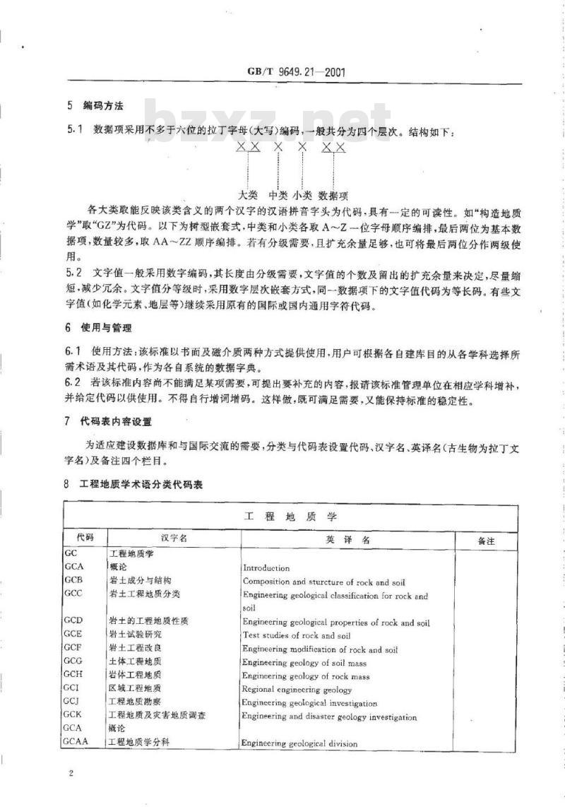 GB/T 9649.21-2001 地质矿产术语分类代码 工程地质学