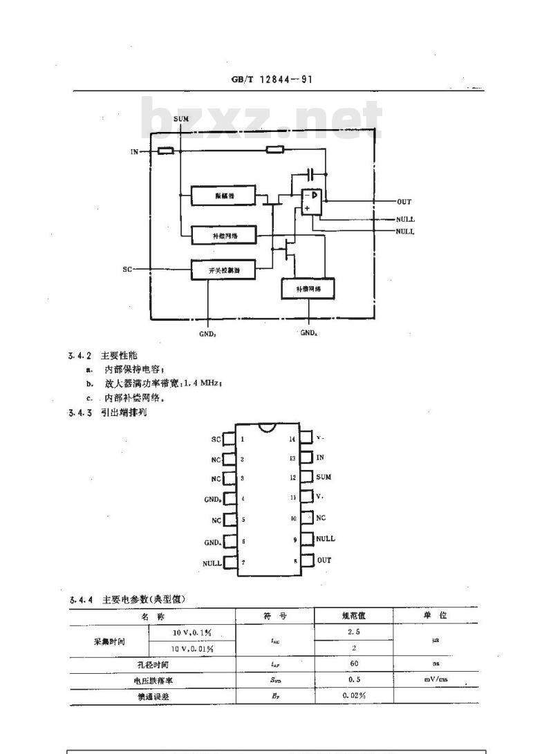 GB/T 12844-1991 半导体集成电路非线性电路系列和品种采样/保持放大器的品种