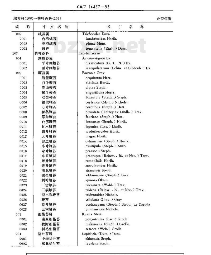 GB/T 14467-1993 中国植物分类与代码