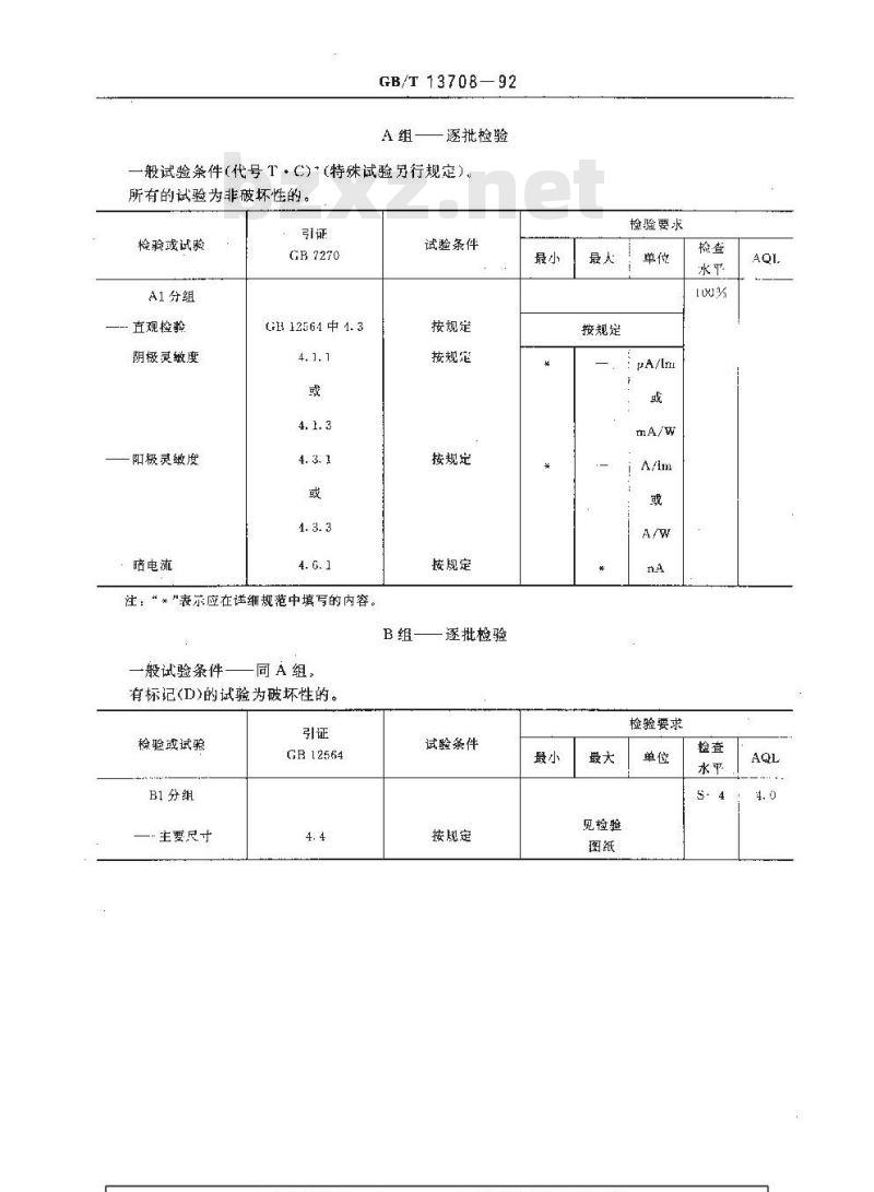 GB/T 13708-1992 光电倍增管空白详细规范 (可供认证用)