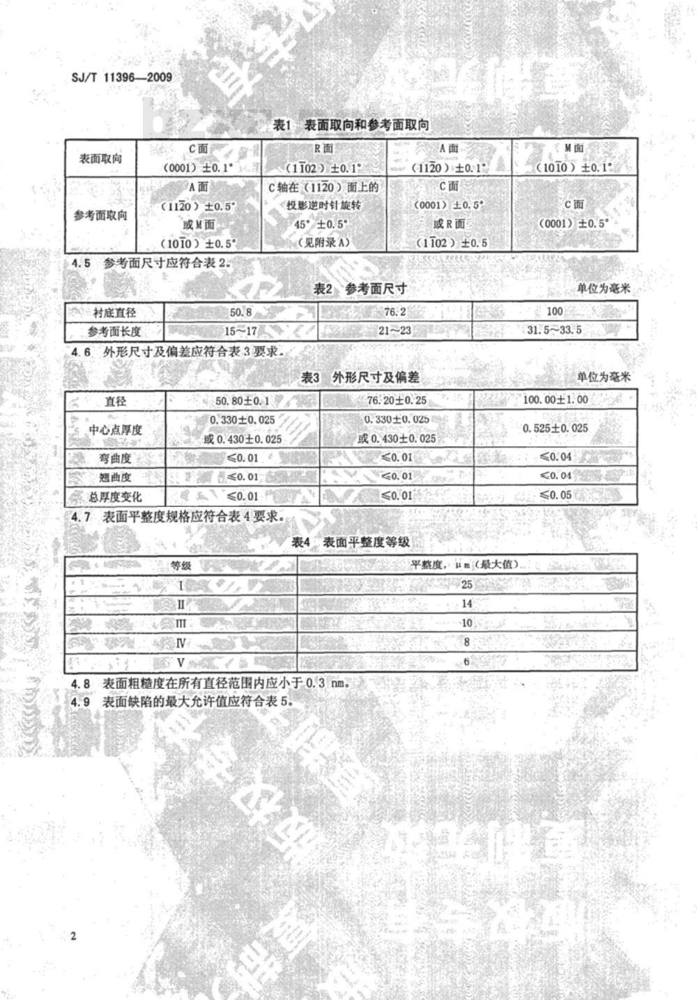 SJ/T 11396-2009 氮化镓基发光二极管蓝宝石衬底片