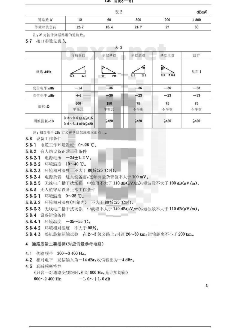 GB/T 13168-1991 标准2.6/9.5mm同轴线对上8MHZ(1800路)载波通信系统总技术条件