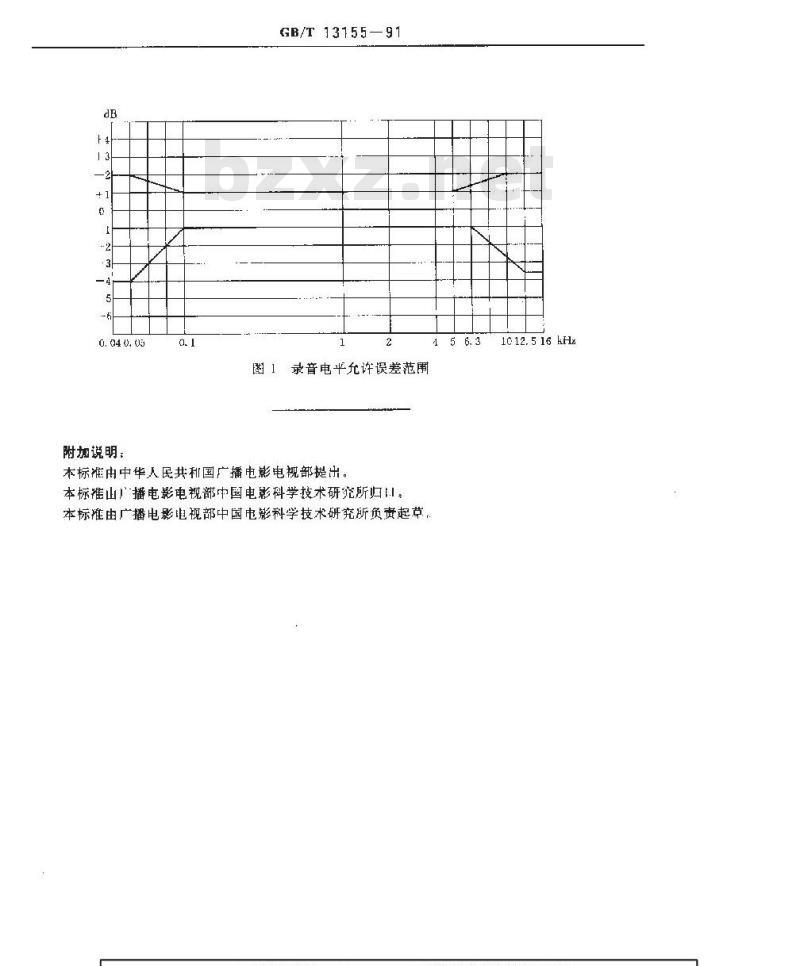 GB/T 13155-1991 70mm电影涂磁发行拷贝上磁性声迹的录音频率响应特性