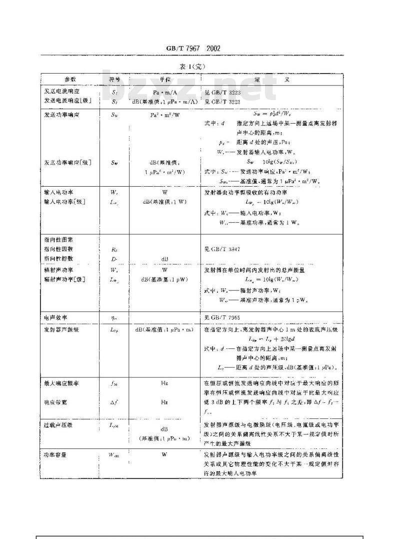 GB/T 7967-2002 声学 水声发射器的大功率特性和测量