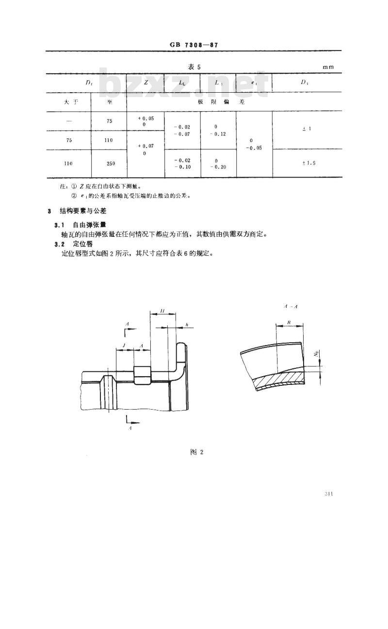 GB/T 7308-1987 滑动轴承薄壁翻边轴瓦尺寸、公差及检验方法
