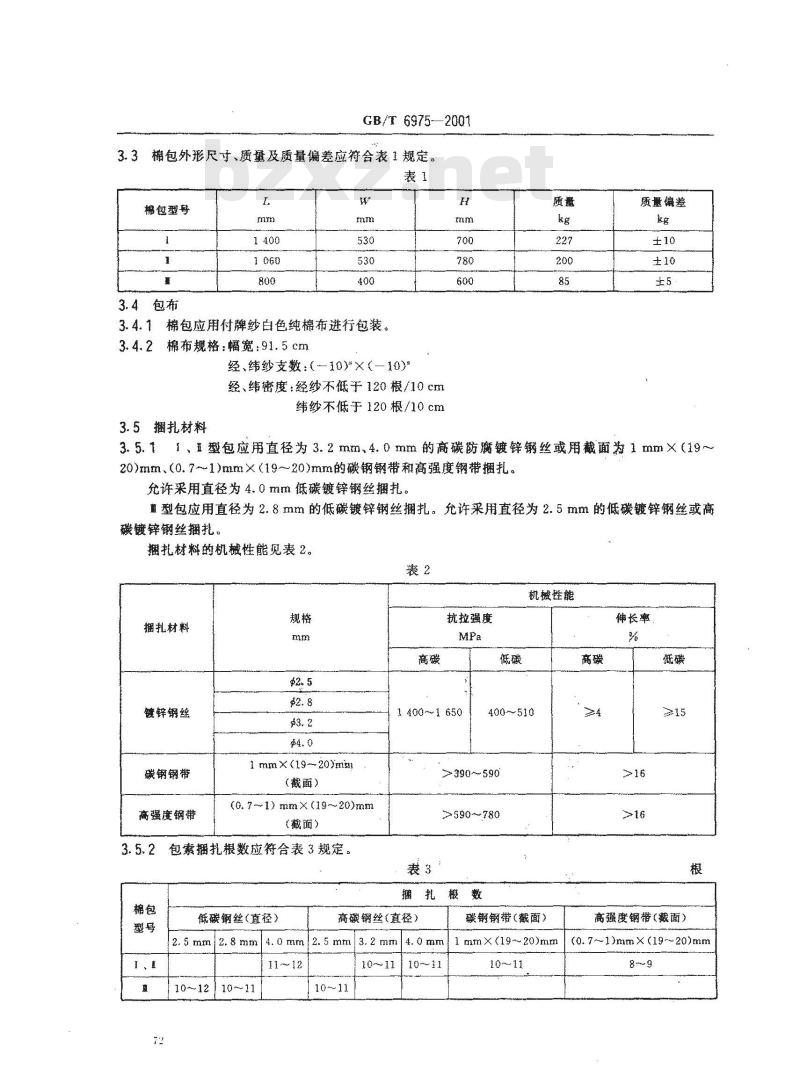 GB/T 6975-2001 棉花包装