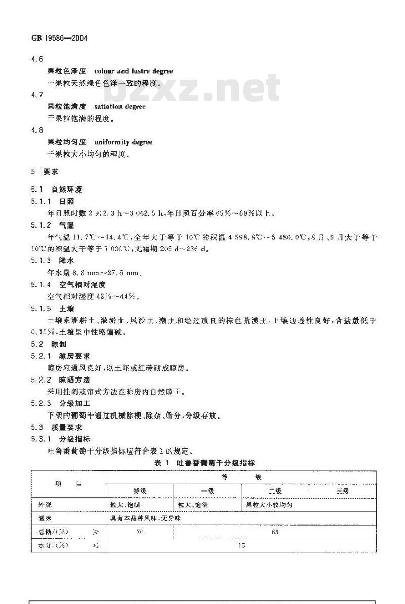 GB 19586-2004 原产地域产品 吐鲁番葡萄干