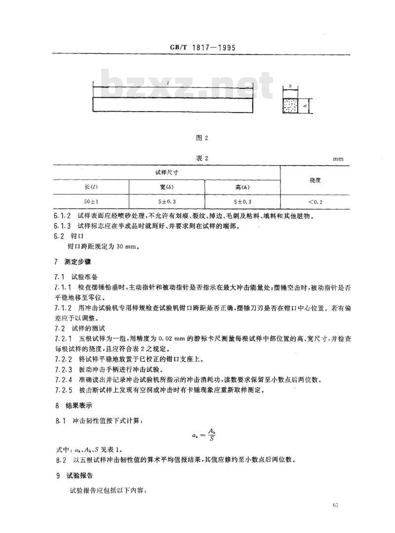 GB/T 1817-1995 硬质合金常温冲击韧性试验方法