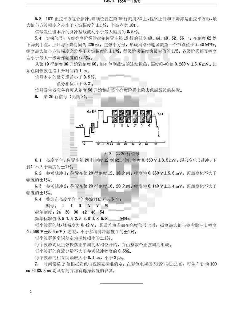 GB/T 1584-1979 国内电视插入测试行信号标准