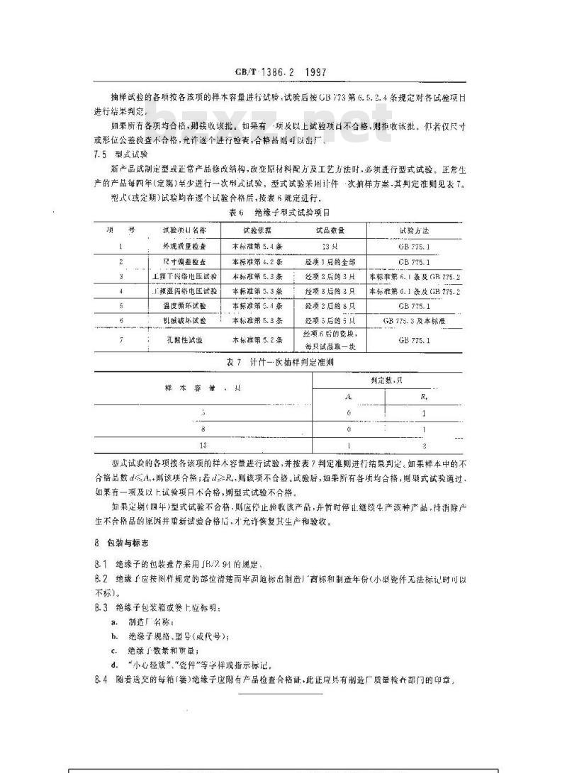 GB/T 1386.2-1997 低压电力线路绝缘子 第2部分：架空电力线路用拉紧绝缘子