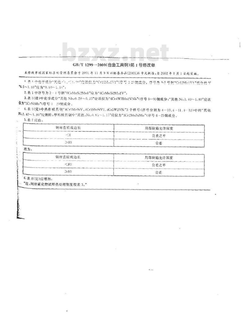 GB/T 1299-2000 合金工具钢