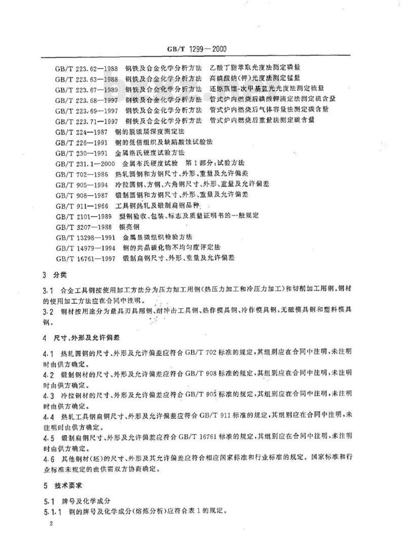 GB/T 1299-2000 合金工具钢