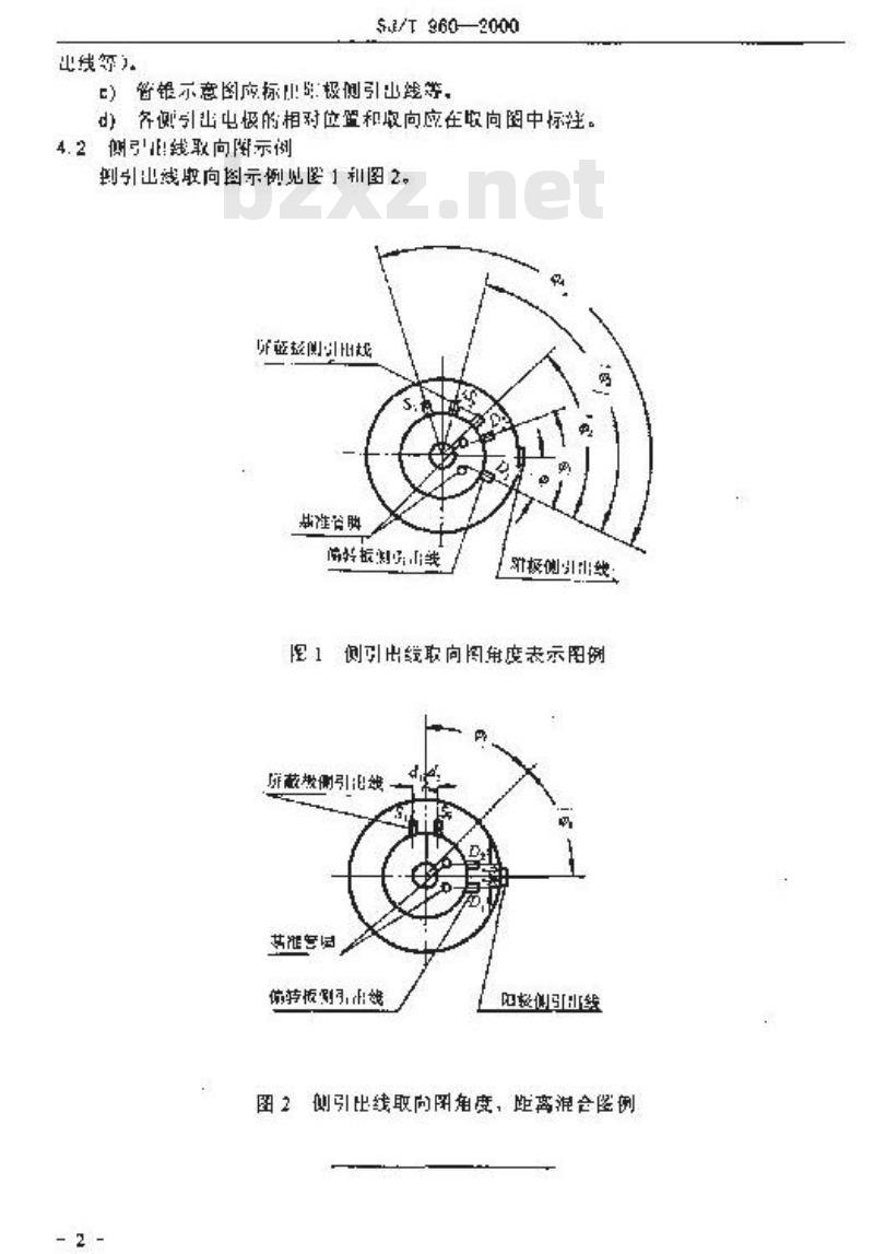 SJ/T 960-2000 电子束管侧引出线取向图示法