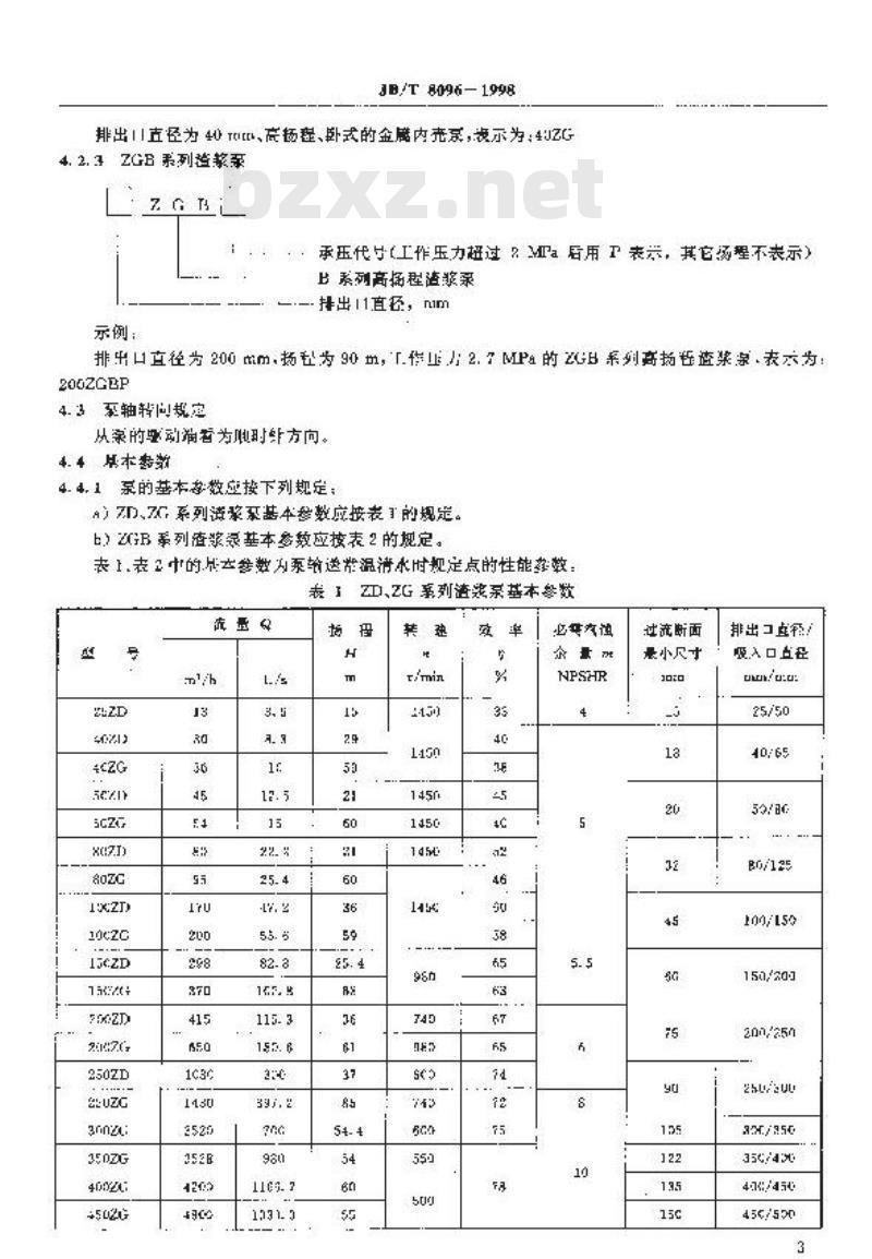 JB/T 8096-1998 离心式渣浆泵