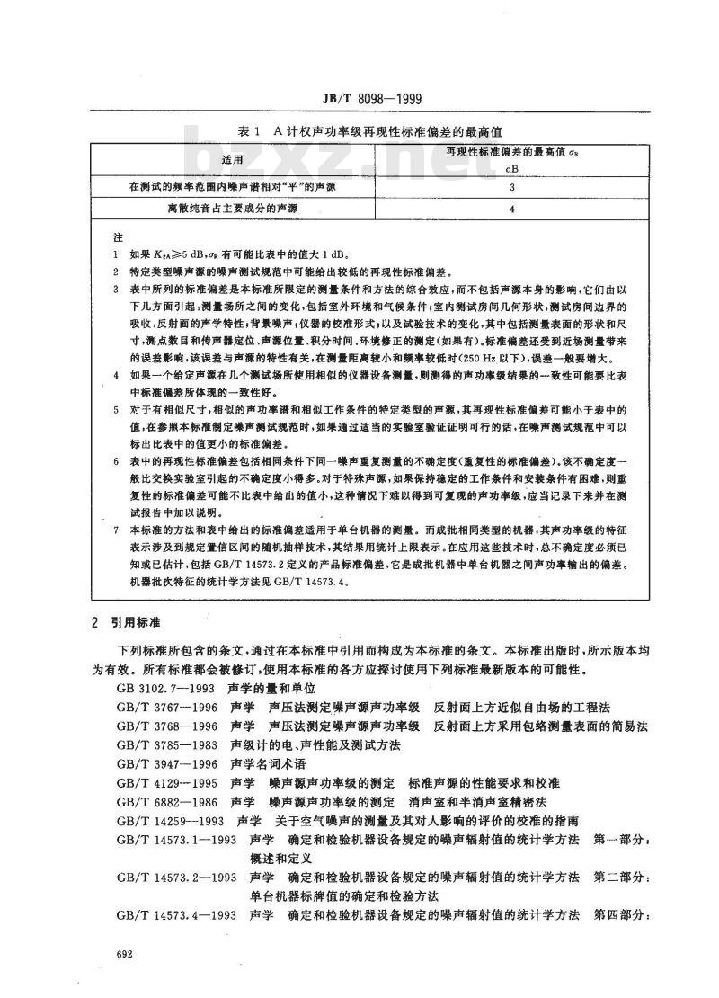 JB/T 8098-1999 泵的噪声测量与评价方法