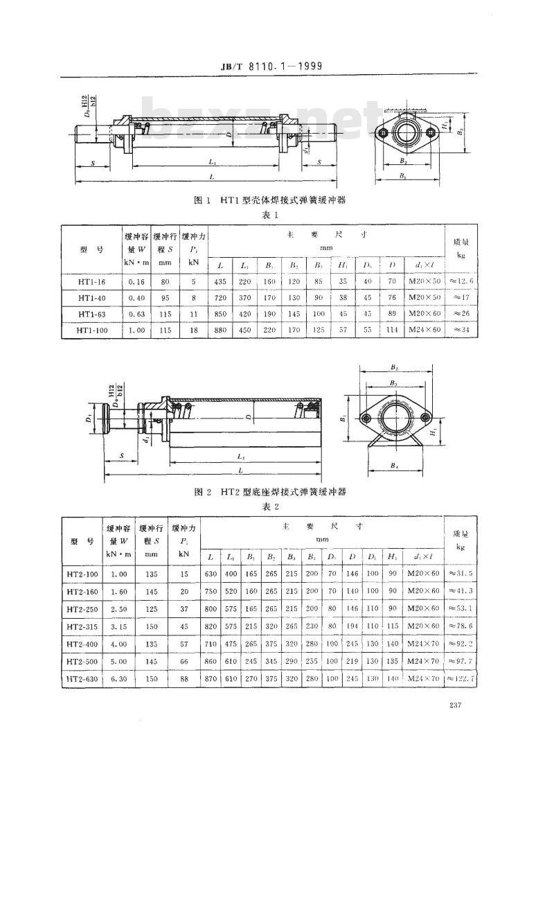JB/T 8110.1-1999 起重机 弹簧缓冲器