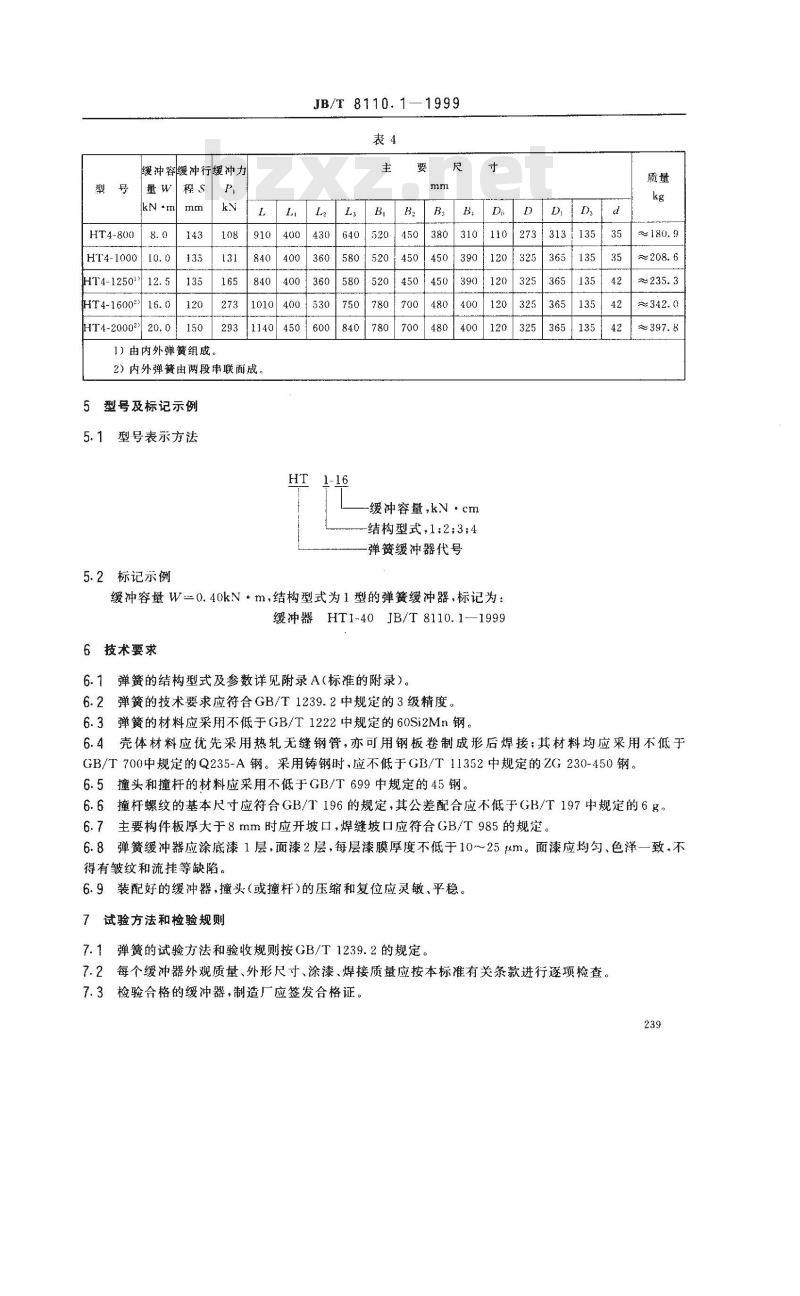 JB/T 8110.1-1999 起重机 弹簧缓冲器