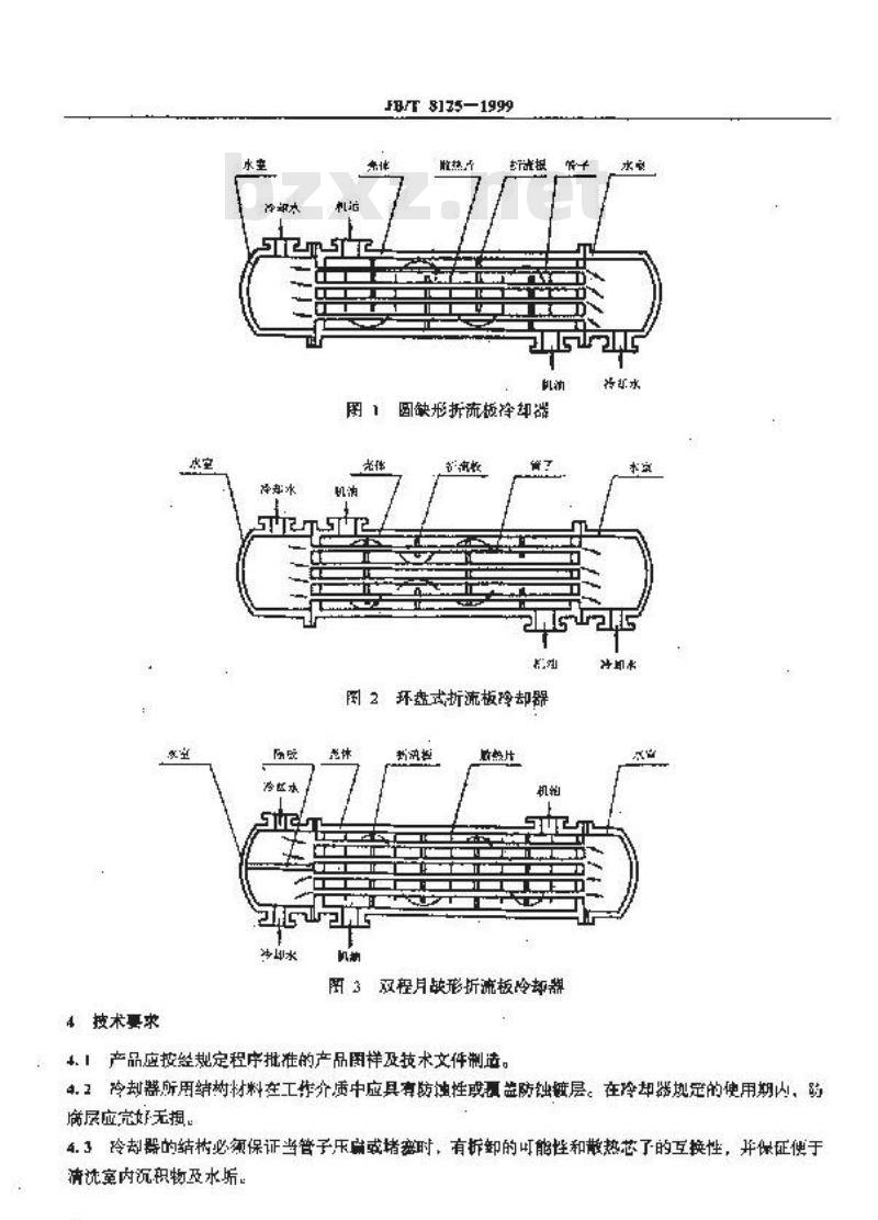 JB/T 8125-1999 内燃机 管壳式机油冷却器 技术条件