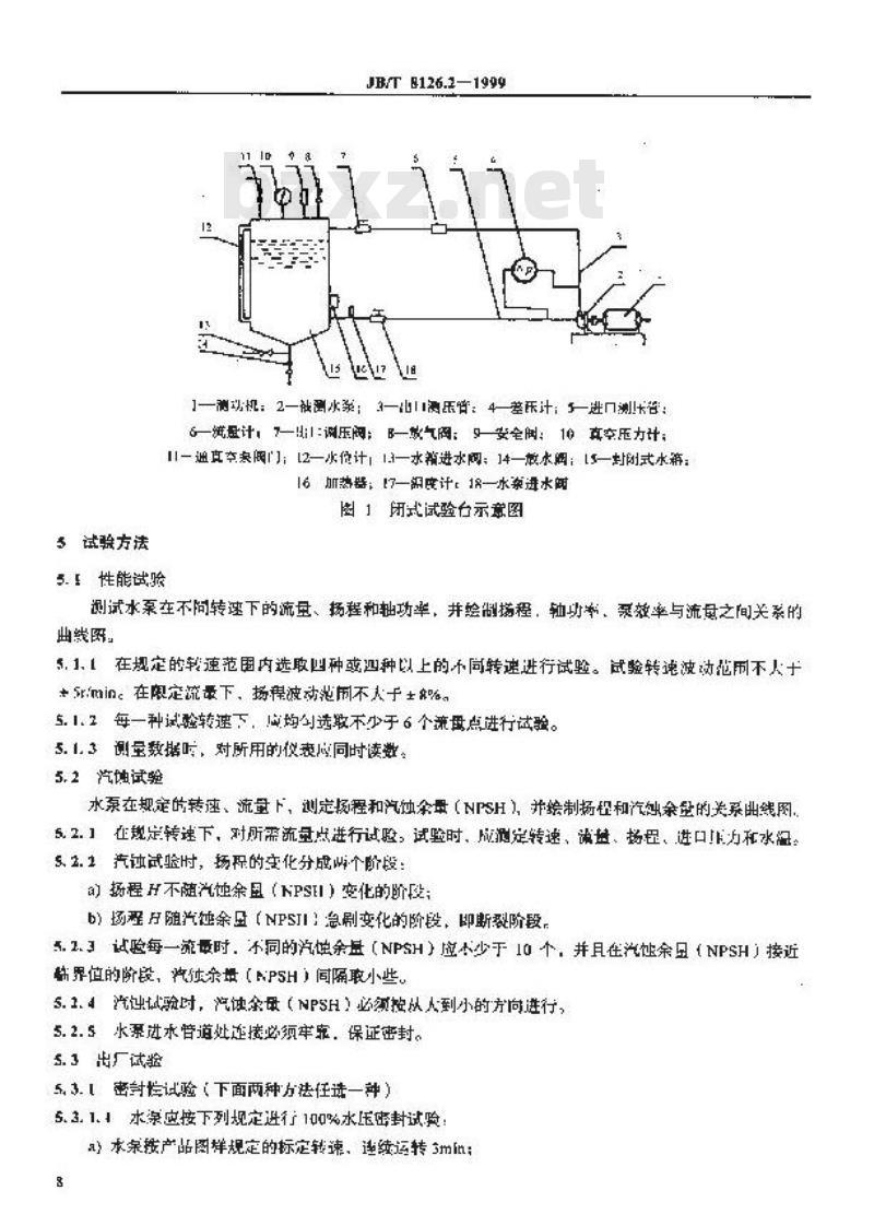 JB/T 8126.2-1999 内燃机 冷却水泵 性能试验方法