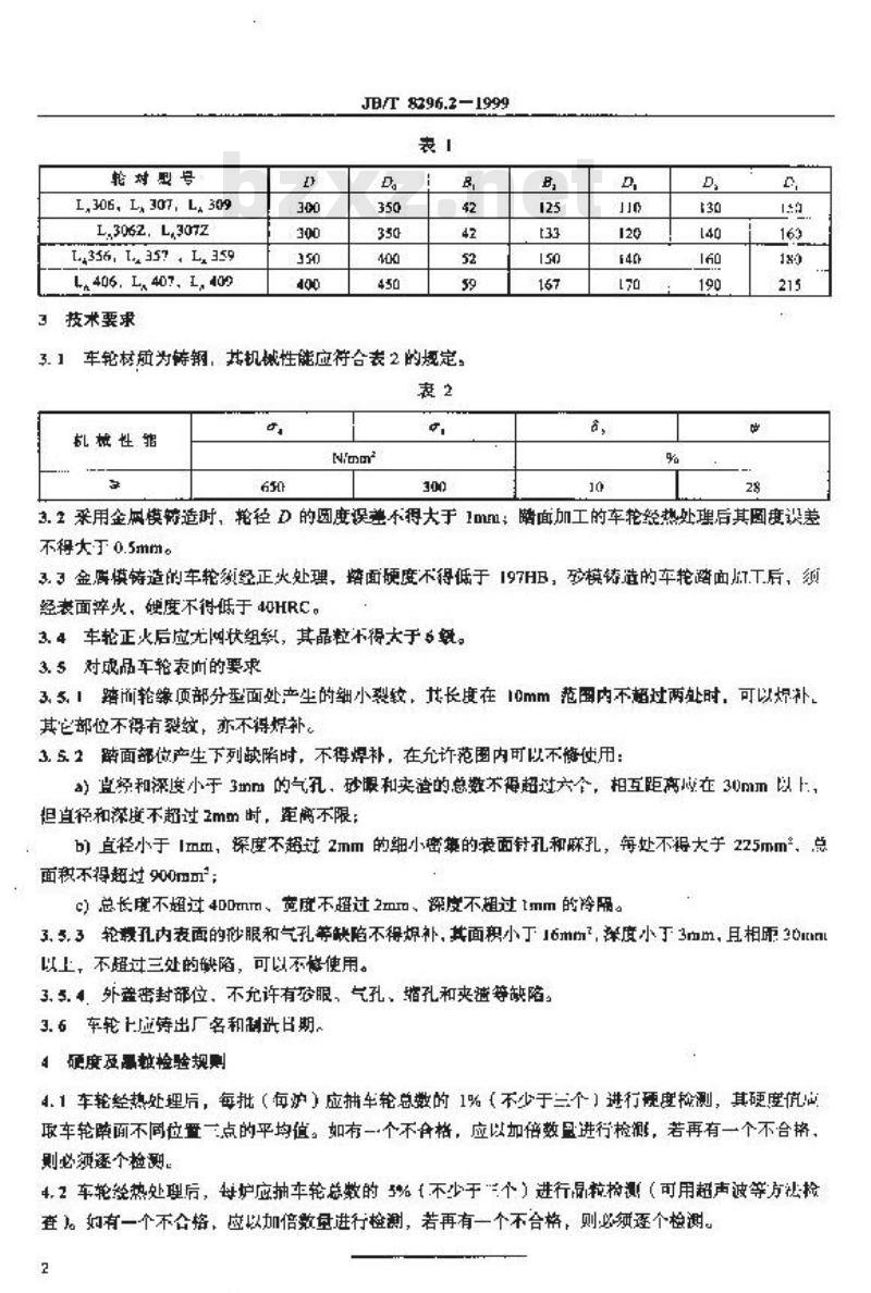 JB/T 8296.2-1999 矿山窄轨车辆 开式轮对 车轮
