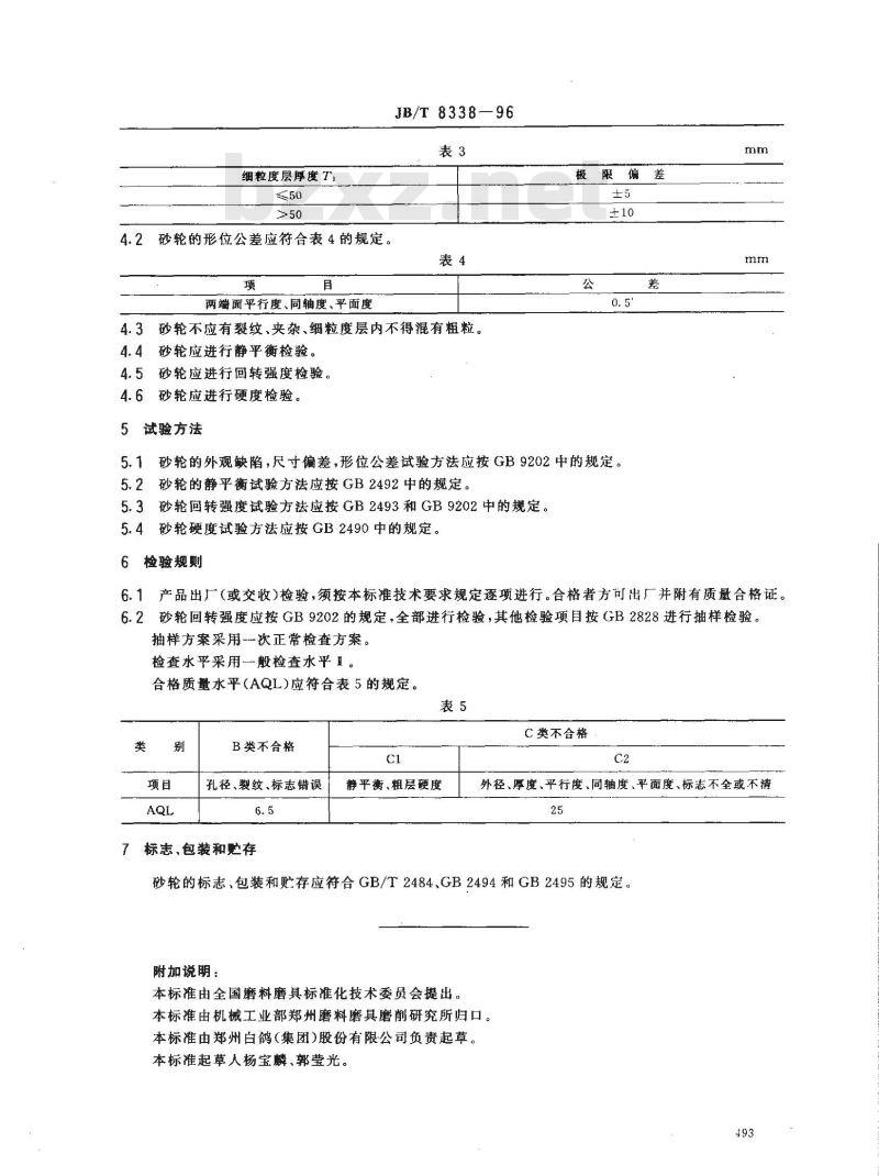 JB/T 8338-1996 普通磨具 磨轴承球基面砂轮