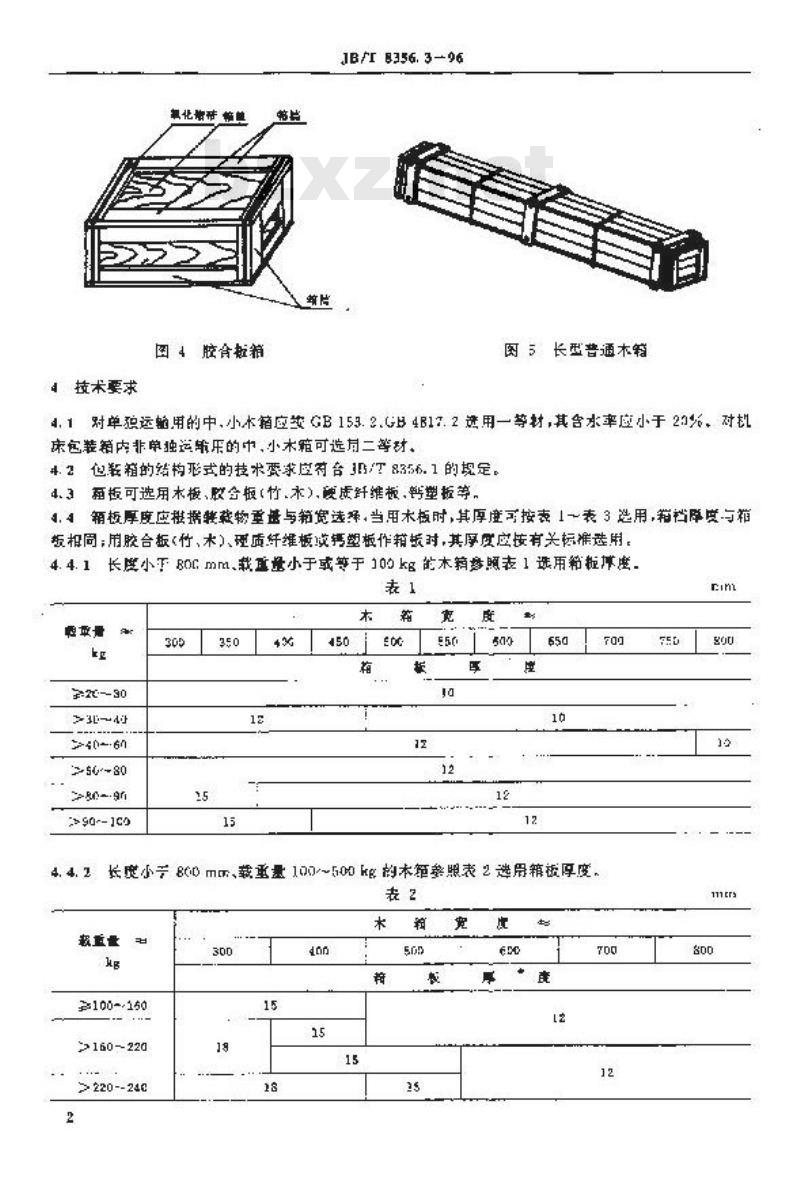 JB/T 8356.3-1996 机床包装用中小木箱小木箱