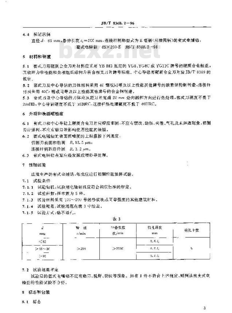 JB/T 8368.2-1996 套式电锤钻