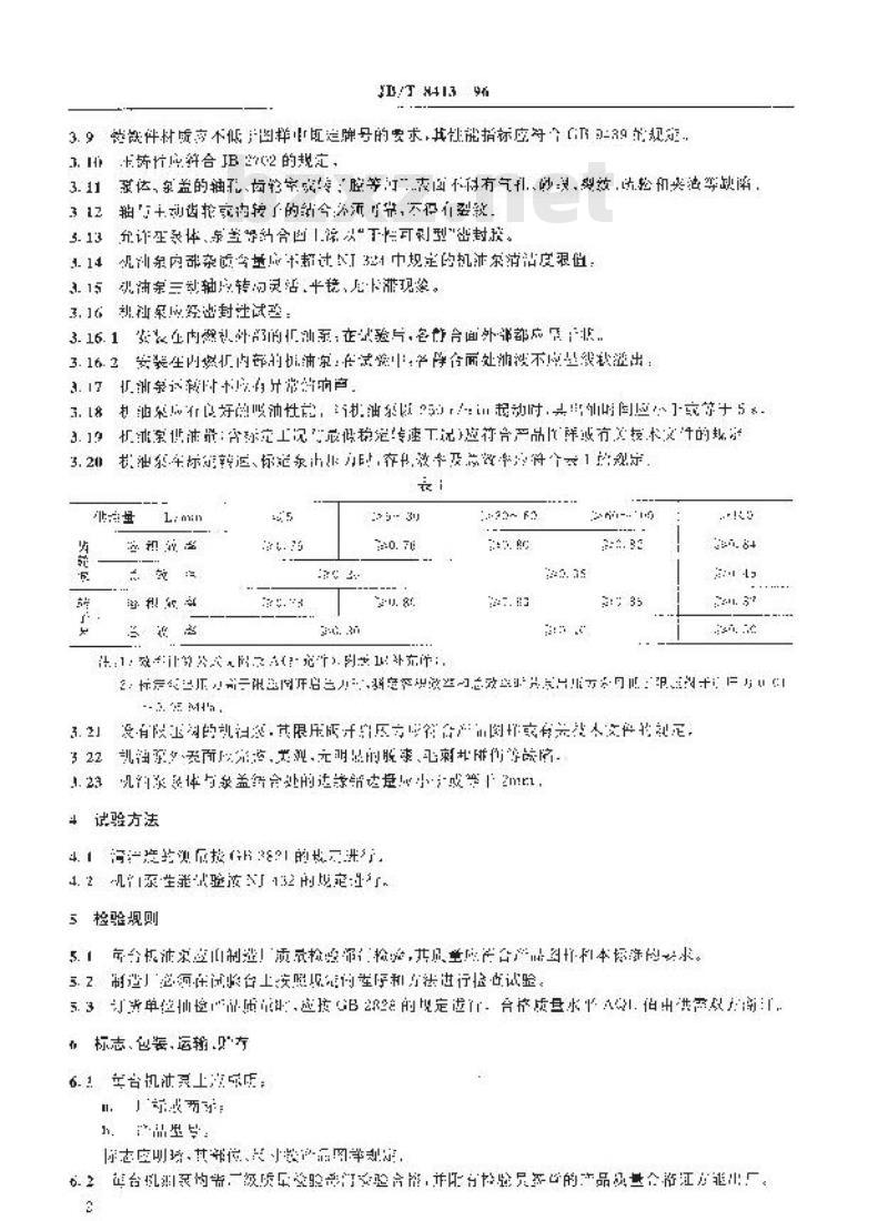 JB/T 8413-1996 内燃机机油泵 技术条件