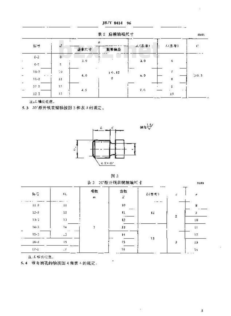JB/T 8414-1996 内燃机机油泵 传动轴端的型式和尺寸