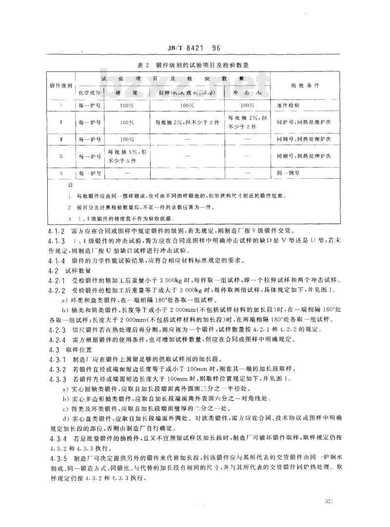JB/T 8421-1996 钢质自由锻件检验通用规则