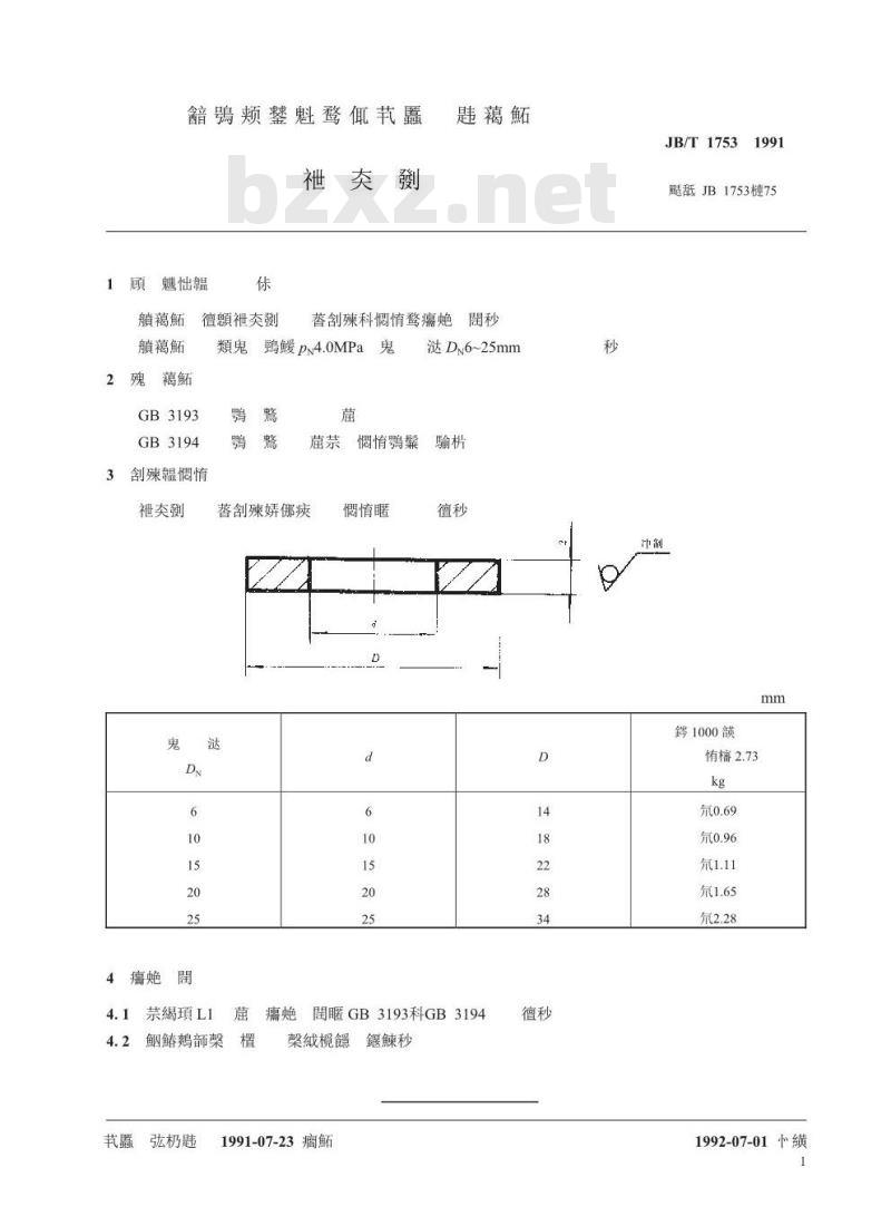 JB/T 1753-1991 接头垫