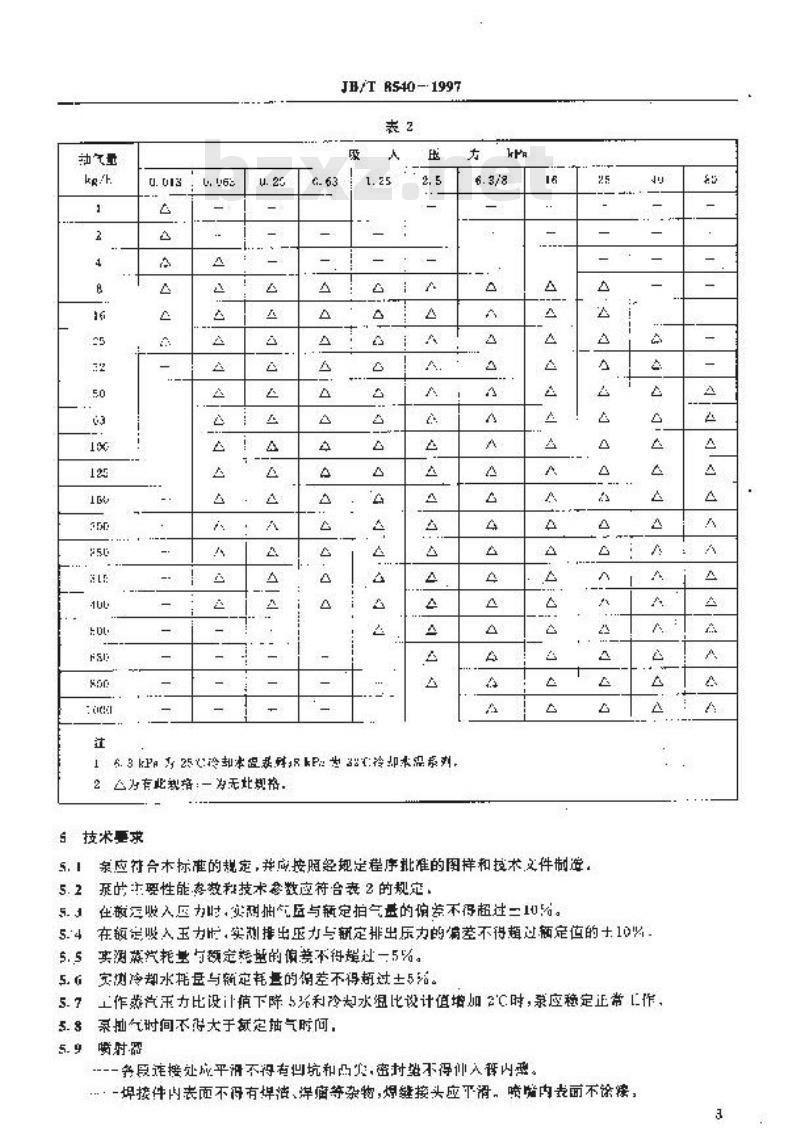 JB/T 8540-1997 水蒸汽喷射真空泵