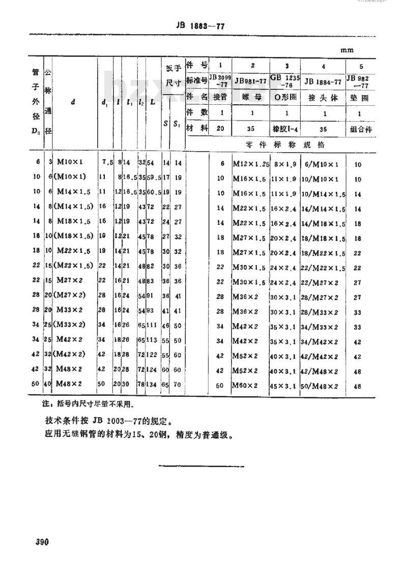 JB/T 1883-1977 焊接式端直通长管接头