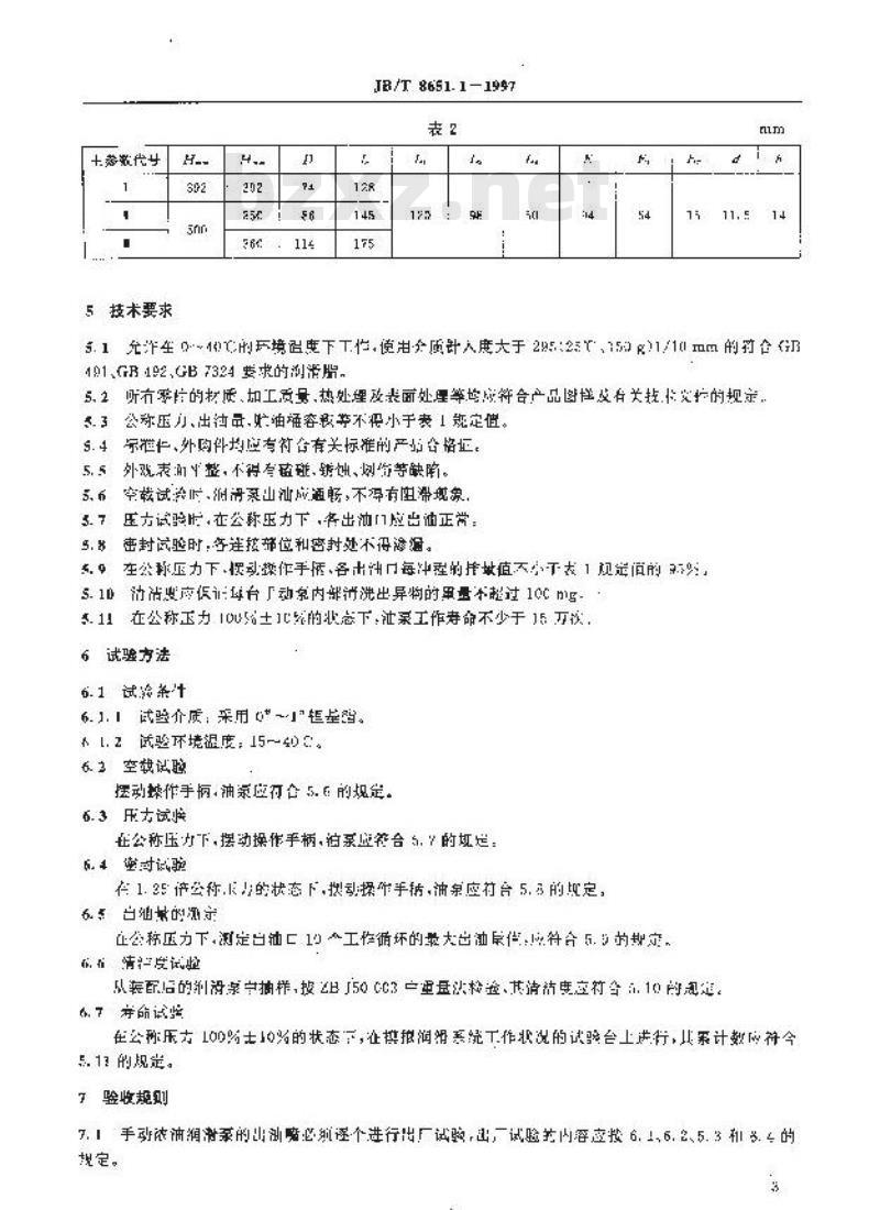JB/T 8651.1-1997 机床润滑系统元件 手动浓油润滑泵