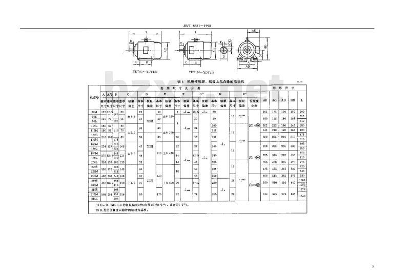 JB/T 8681-1998 YDT系列(IP44)变极多速三相异步电动机技术条件 (机座号:80~315)