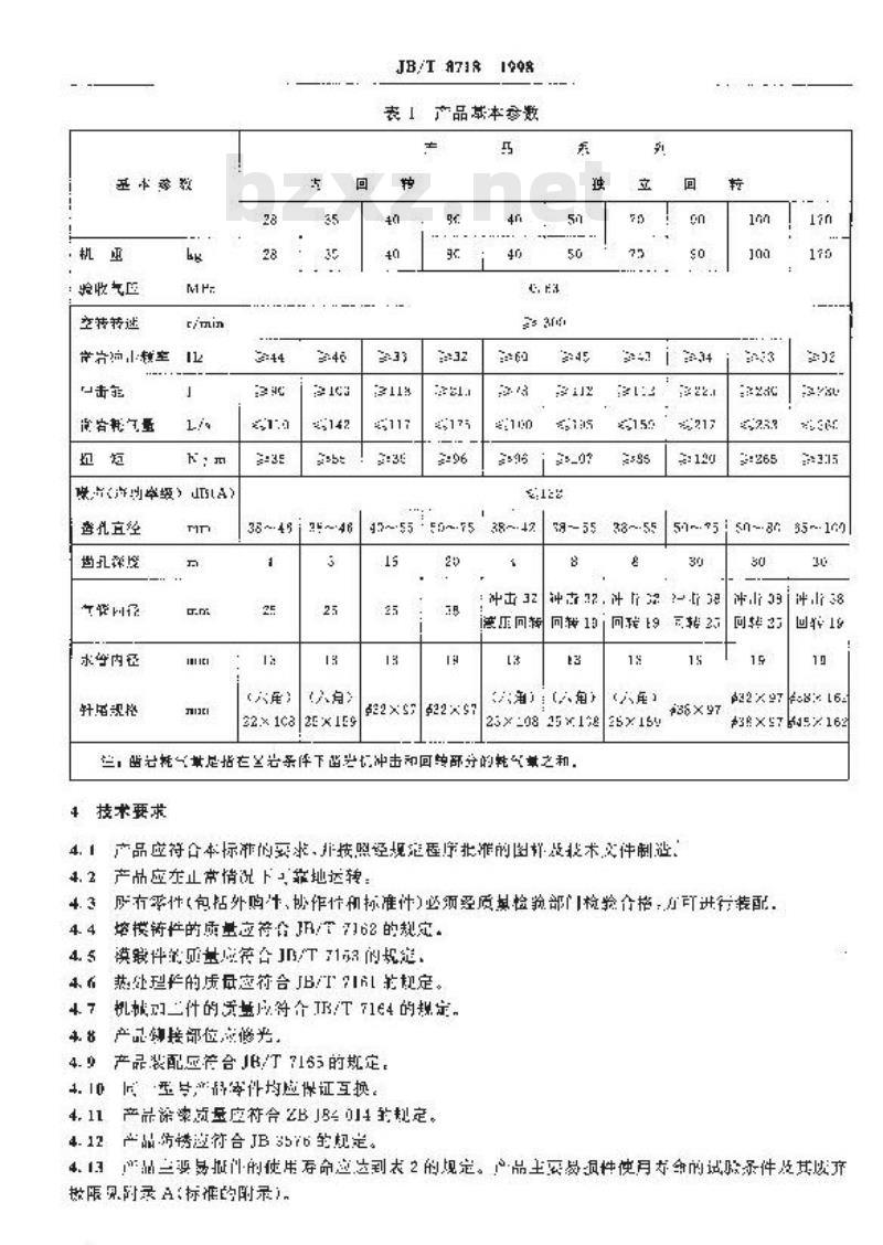 JB/T 8718-1998 导轨式凿岩机