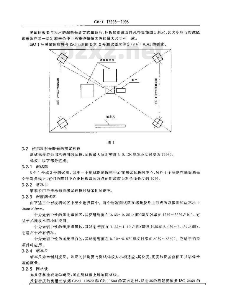 GB/T 17293-1998 缩微摄影技术 检查平台式缩微摄影机系统性能用的测试标板