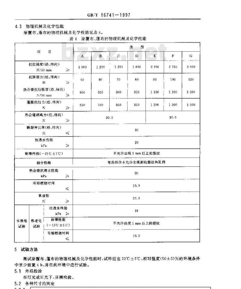 GB/T 16741-1997 双面涂覆聚氯乙烯阻燃防水布、篷布