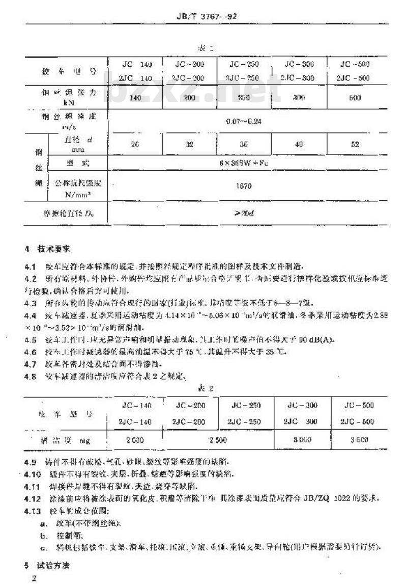 JB/T 3767-1992 调车绞车