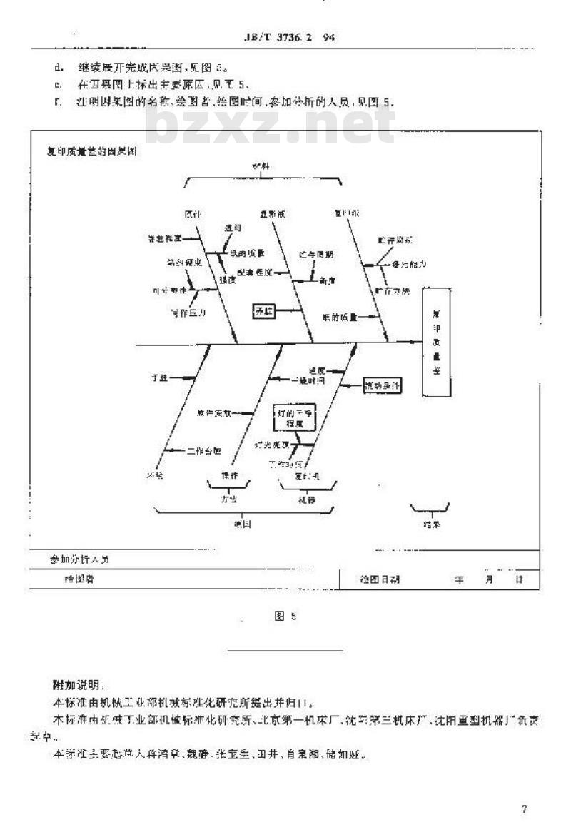 JB/T 3736.2-1994 质量管理中常用的统计工具 因果图