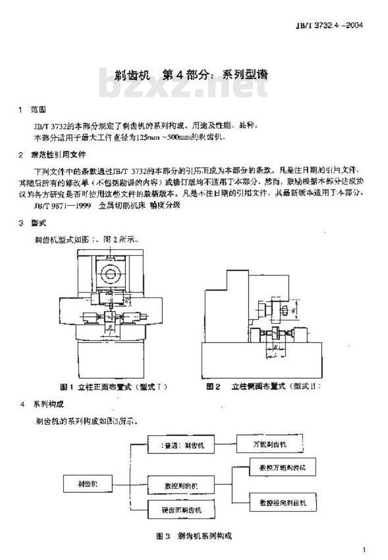 JB/T 3732.4-2004 剃齿机 第4部分：系列型谱