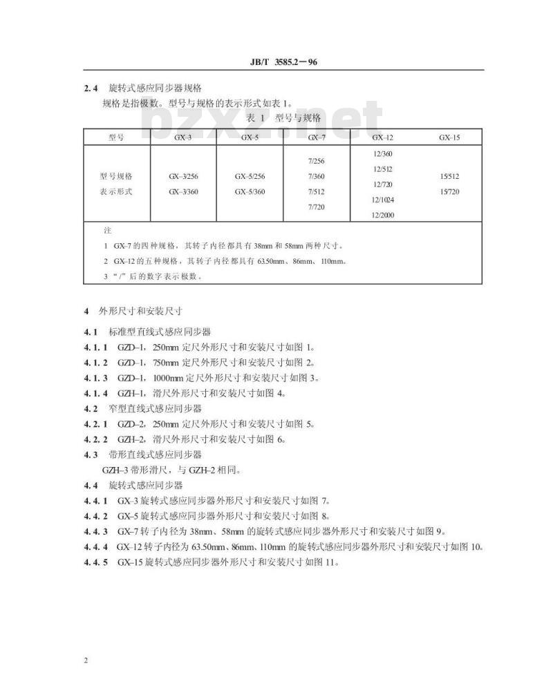 JB/T 3585.2-1996 感应同步器 型式和基本尺寸